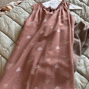 LOFT Pink Sleeveless Dress with Palm Tree Print